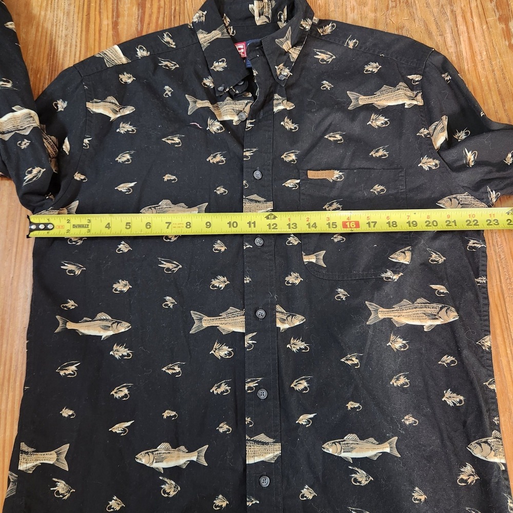 Vtg Men's Chaps Ralph Lauren Med Long Sleeve Button Down All Over Fish Print - Picture 7 of 12